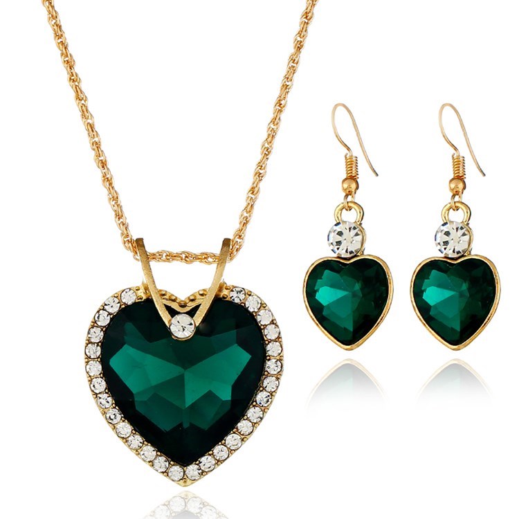 Wedding Jewelry Heart Crystal Necklace&Earring Jewerly sets