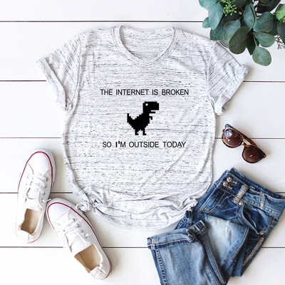 纯棉T恤女Women tshirts cute printing ladies t-shirt tee tops