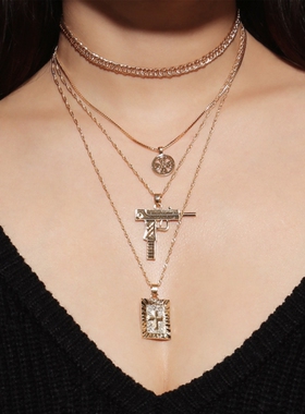 christian necklace women chain gold 波西米亚多层项链毛衣链