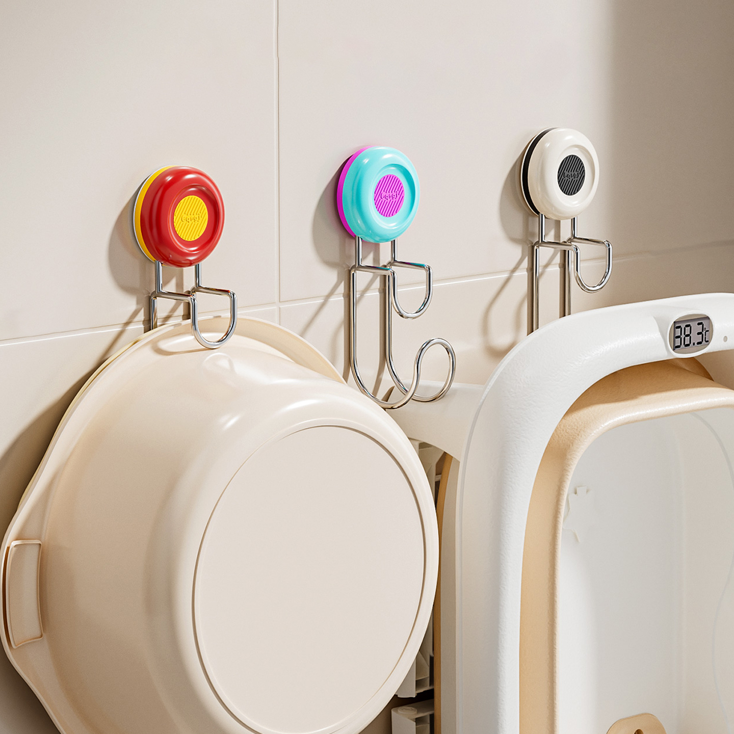 脸盆收纳架浴室壁挂式置物架卫生间盆子挂钩免打孔强力承重脸盆架