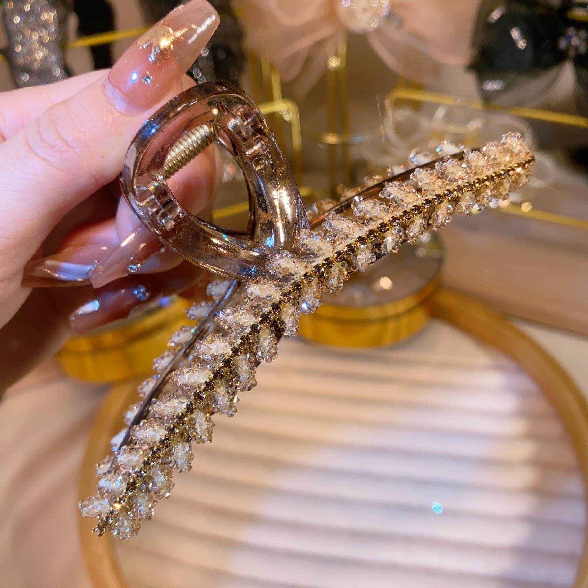 2023新款韩版满钻麦穗抓夹大号女生后脑勺盘发发卡夹子气质鲨鱼夹