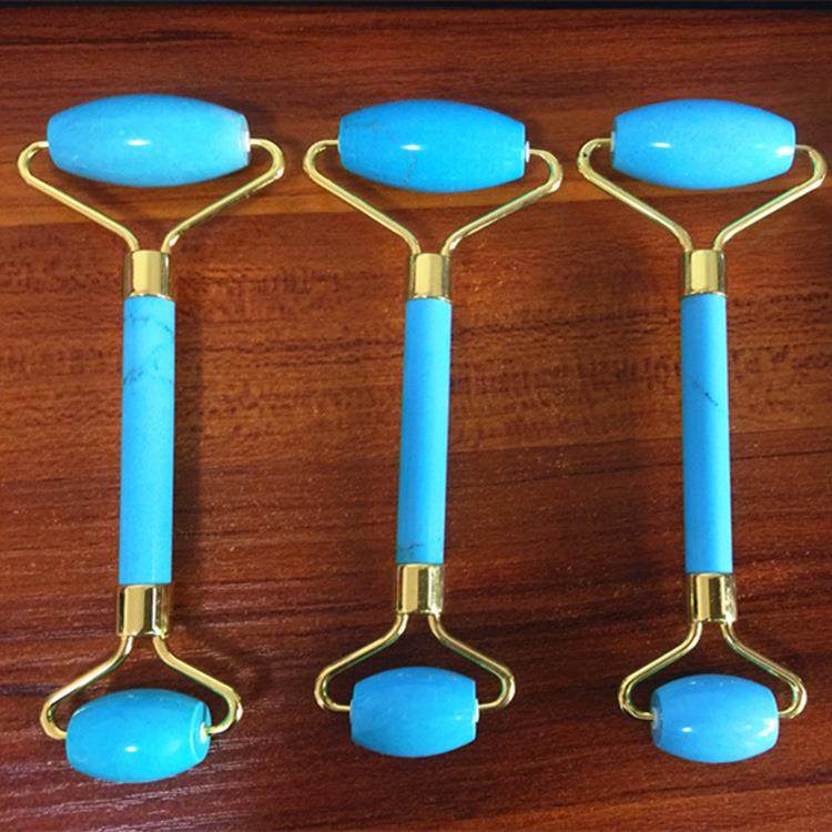 厂家现货供应绿松石按摩棒 水晶玉石面部提拉双头滚轮