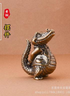 纯黄铜鳄鱼先生摆件办公室桌面装饰茶宠配件手把件工艺品厂家