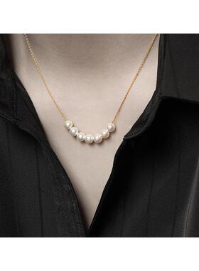 XFT229简约高级感锁骨链百搭小众气质不掉色微笑天然珍珠项链女