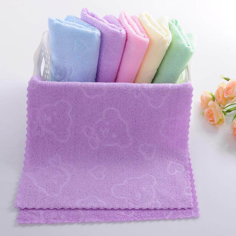 160克经编超细纤维切边压花卡通图案纯色家用毛巾30X70抗菌柔软