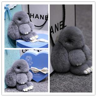 厂家冬季皮草小兔子挂件獭兔毛装死兔萌萌兔挂饰包钥匙扣配件