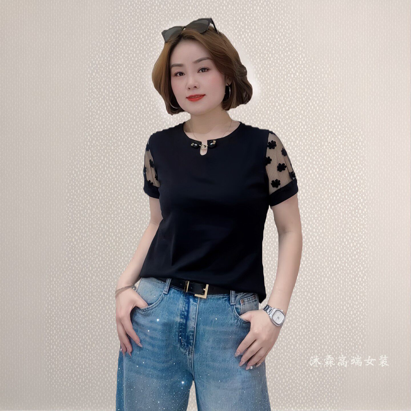 斐斐2026夏季新款宽松大码修身显瘦气质女打底衫百搭上衣T恤8805