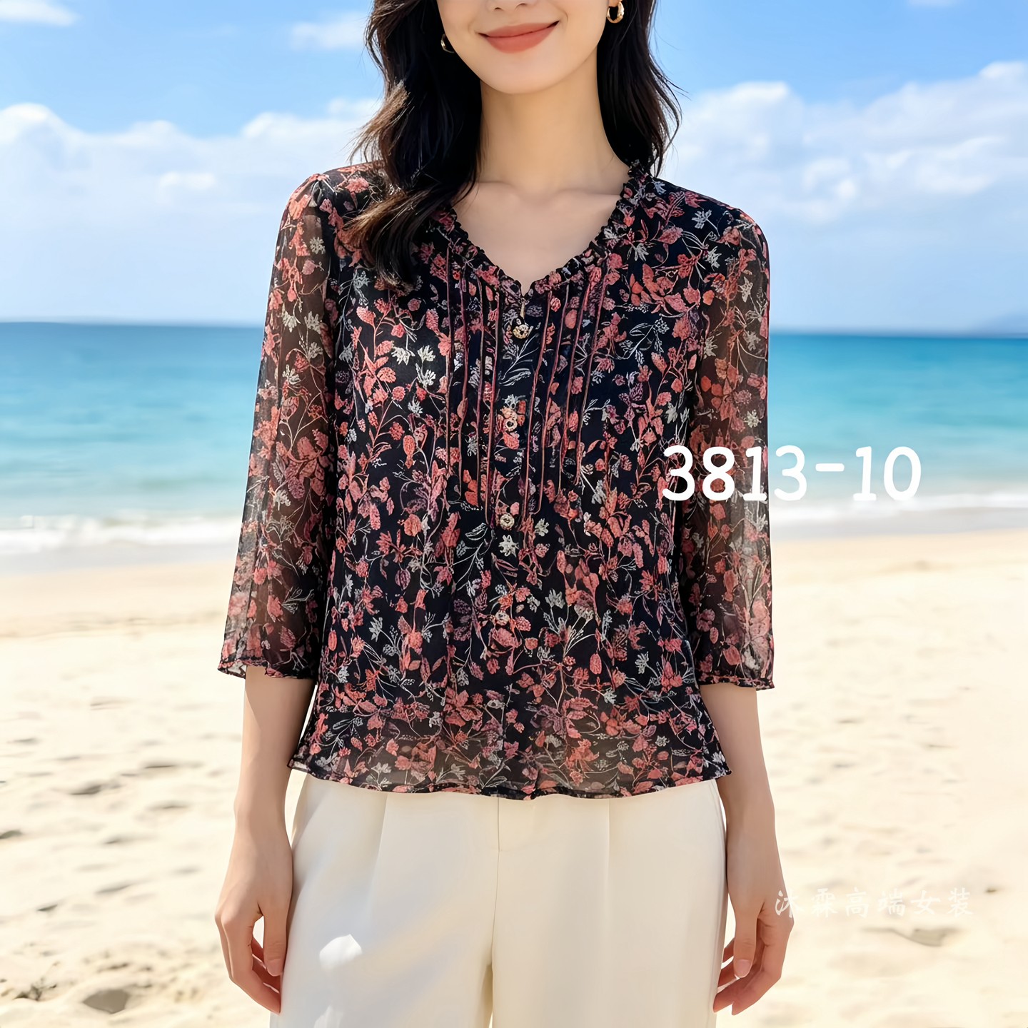 隆穈丝2026夏秋新款上衣大码显瘦宽松台湾网纱打底t恤衫凯永3813
