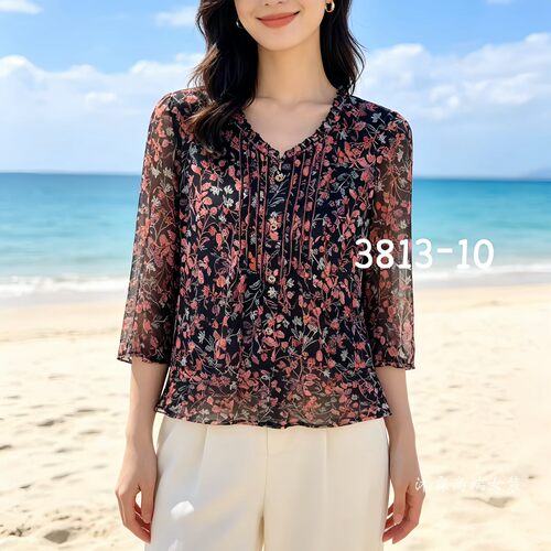 隆穈丝2026夏秋新款上衣大码显瘦宽松台湾网纱打底t恤衫凯永3813