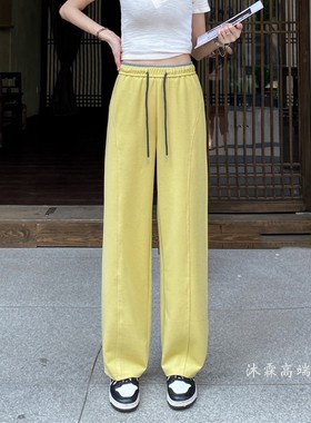 雅姿赏色珊瑚花2025夏季新宽松大码修身显瘦胖M休闲直筒女裤51052