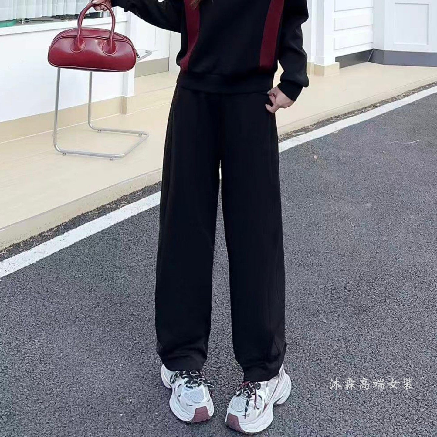 阳龙2025秋冬新款宽松大码修身百搭显瘦胖M休闲运动女裤B25-5507