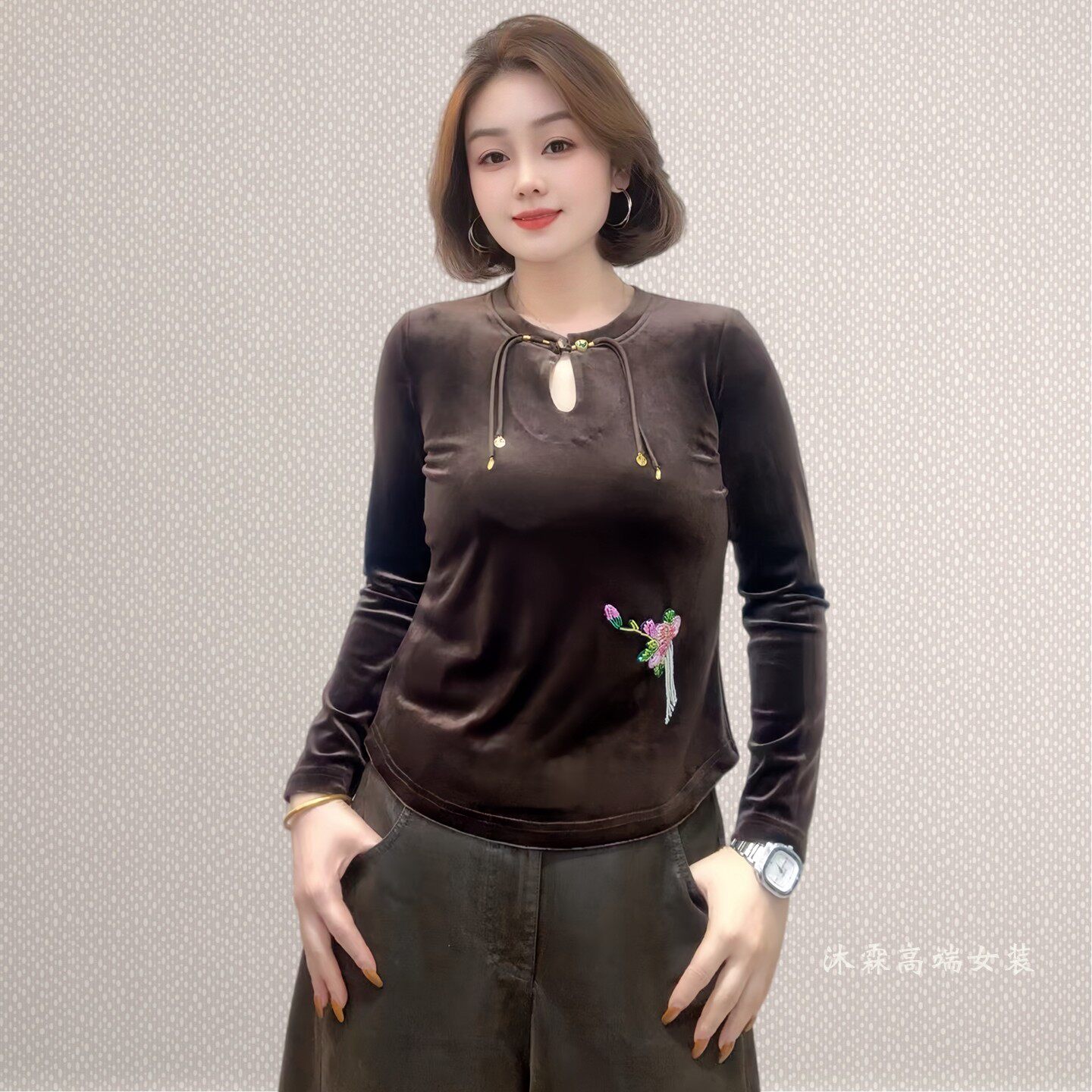 斐斐2026秋冬新款宽松大码修身显瘦气质女打底衫百搭上衣T恤2805
