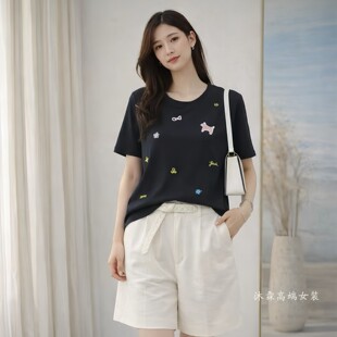 台湾1668道尚遇2026夏季 大码 显瘦宽松打底衫 上衣t恤300026 新时尚