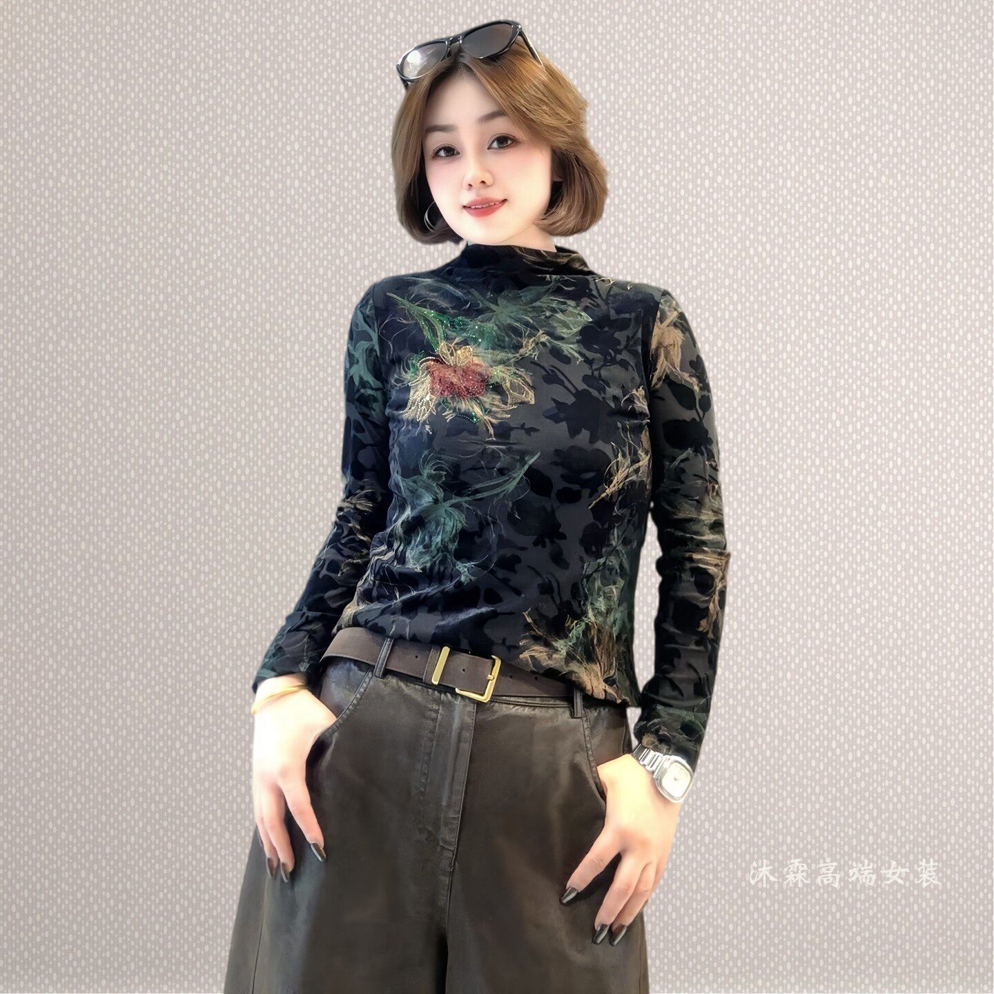 斐斐2026秋冬新款宽松大码修身显瘦气质女打底衫百搭上衣T恤2819