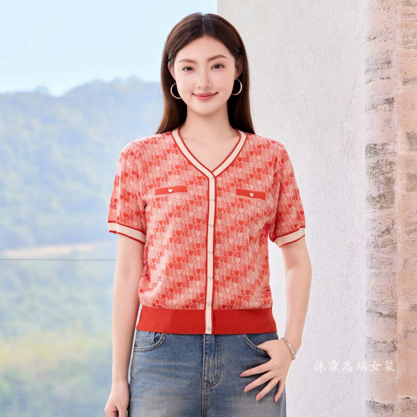 沐紫霖2026夏季新款大码显瘦宽松莱赛尔天丝针织衫女上衣t恤57003