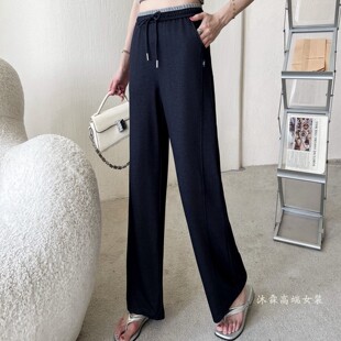 雅姿赏色珊瑚花2026夏季新宽松大码修身显瘦胖M休闲直筒女裤71001