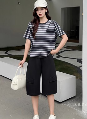 阳龙2026夏季新款上衣B26-9011和裤子大码显瘦休闲女运动两件套装