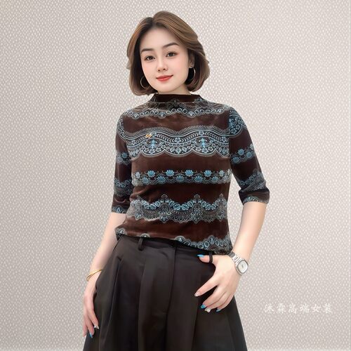 斐斐2026秋冬新款宽松大码修身显瘦气质女打底衫百搭上衣T恤9906
