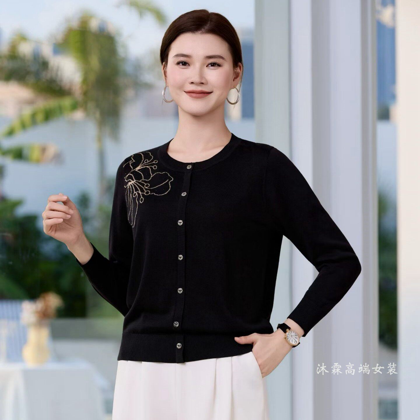 沐紫霖2026春夏季新款大码显瘦宽松莱赛尔天丝针织衫上衣t恤93162