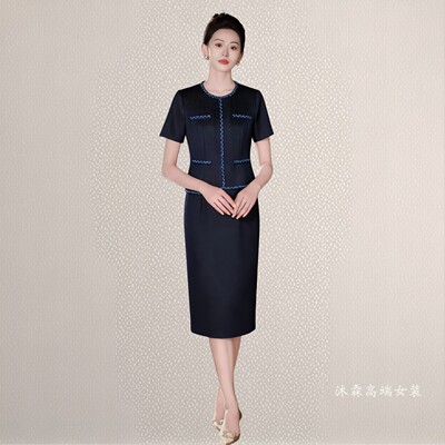 沐紫霖2026夏季新款时尚显瘦大码气质修身妈妈婚宴礼服连衣裙8015