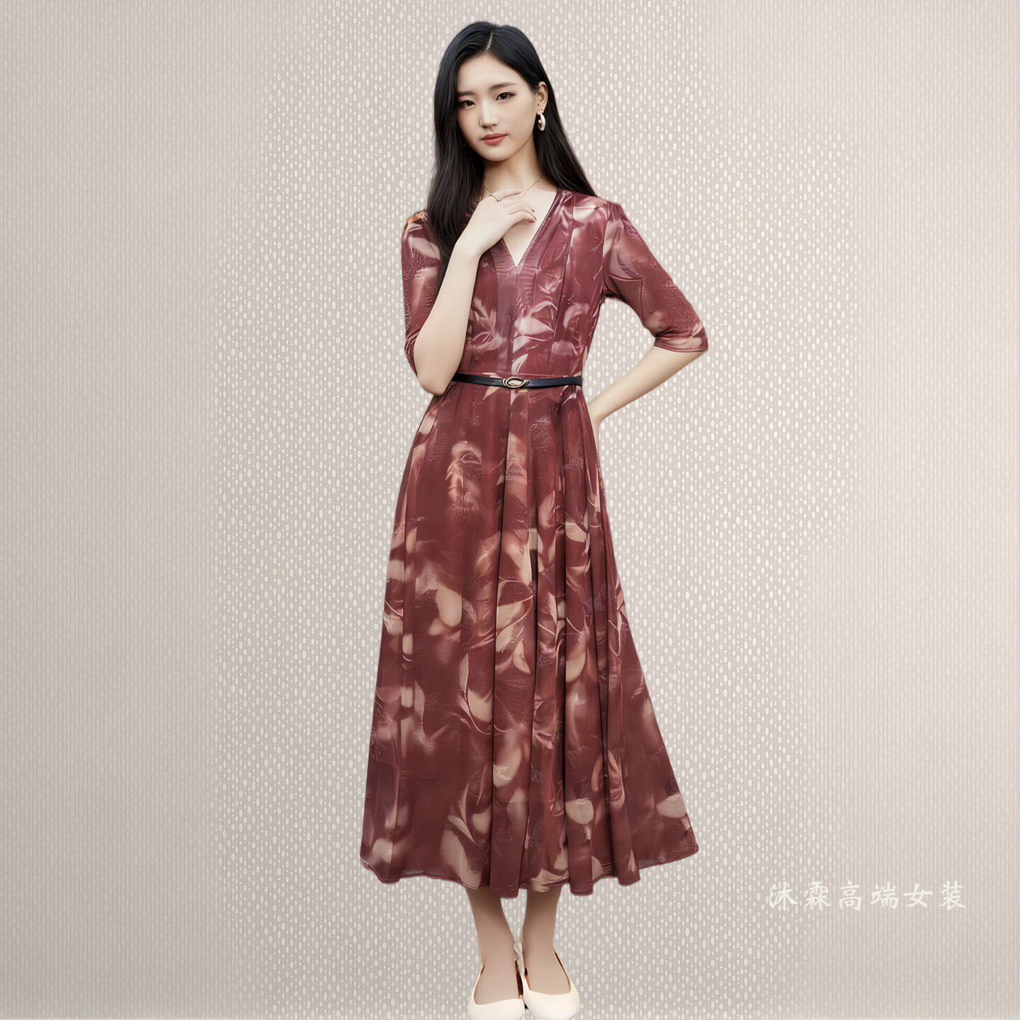 詹雅斐2026夏季新款时尚显瘦大码气质修身妈妈婚宴礼服连衣裙5001