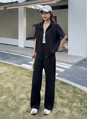 阳龙2026夏季新款上衣B26-9002配裤子大码显瘦休闲女运动两件套装