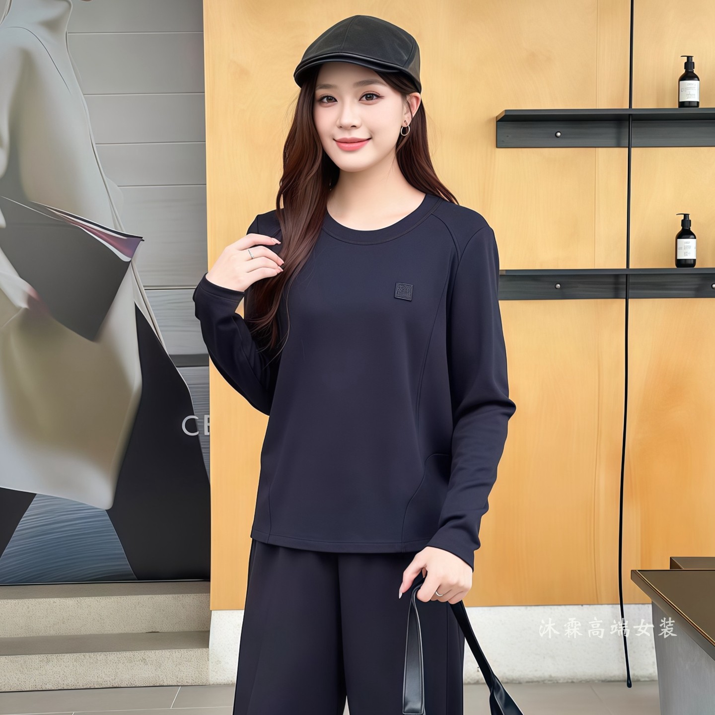 阳龙2026秋冬新款大码修身显瘦宽松气质女上衣打底t恤衫B26-9009