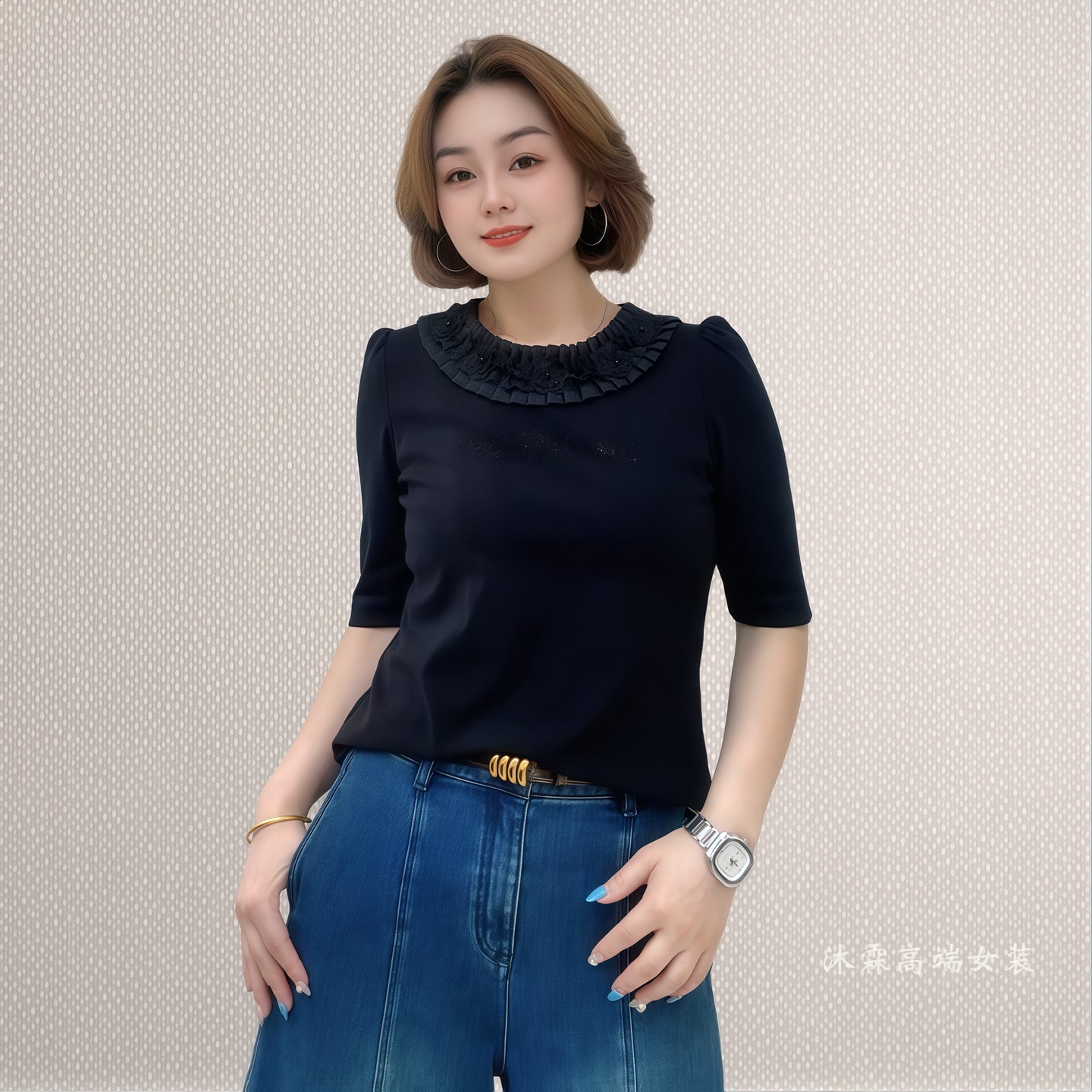 斐斐2026秋冬新款宽松大码修身显瘦气质女打底衫百搭上衣T恤8806