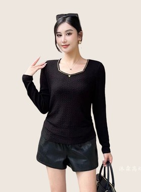 阳龙2025秋冬新款大码修身显瘦宽松气质女上衣打底t恤衫B25-9000