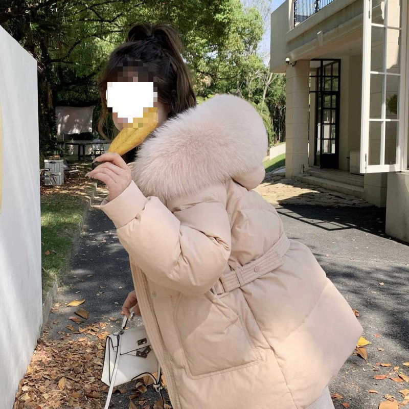 丝棉风衣女雪尼尔收腰狐狸大毛领加厚2025冬季个性香风年轻外套潮
