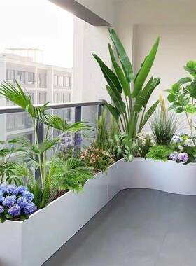 户外花园景观花箱阳台种植箱太阳能灯不锈钢花坛坐凳组合楼顶外摆