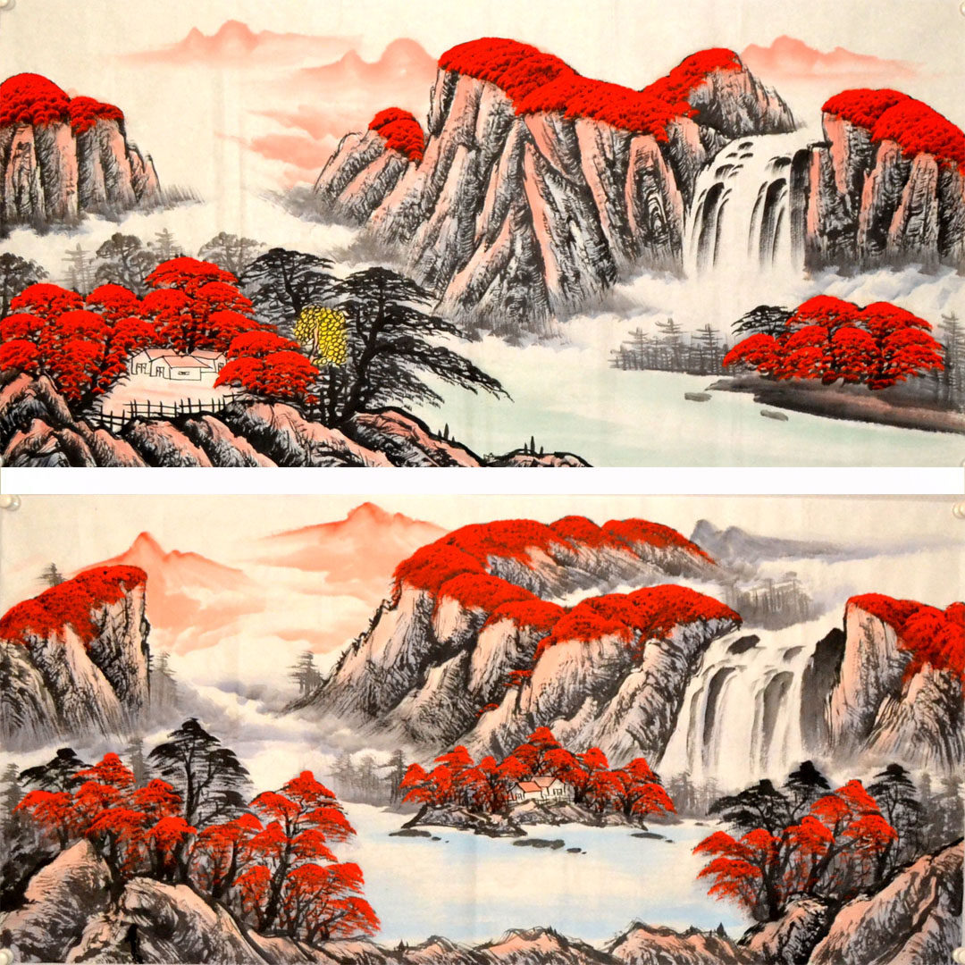 四尺国画山水字画横幅无款鸿运当头送礼装饰挂画客厅办公室手绘