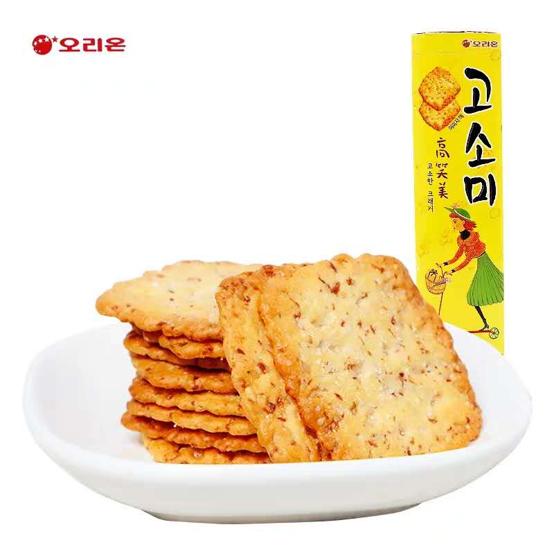 韩国进口零食饼干ORION/好丽友奥里恩高笑美芝麻酥性饼干70g*8盒