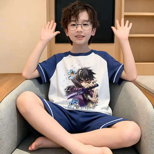 纯棉儿童睡衣男童2026新款夏薄款