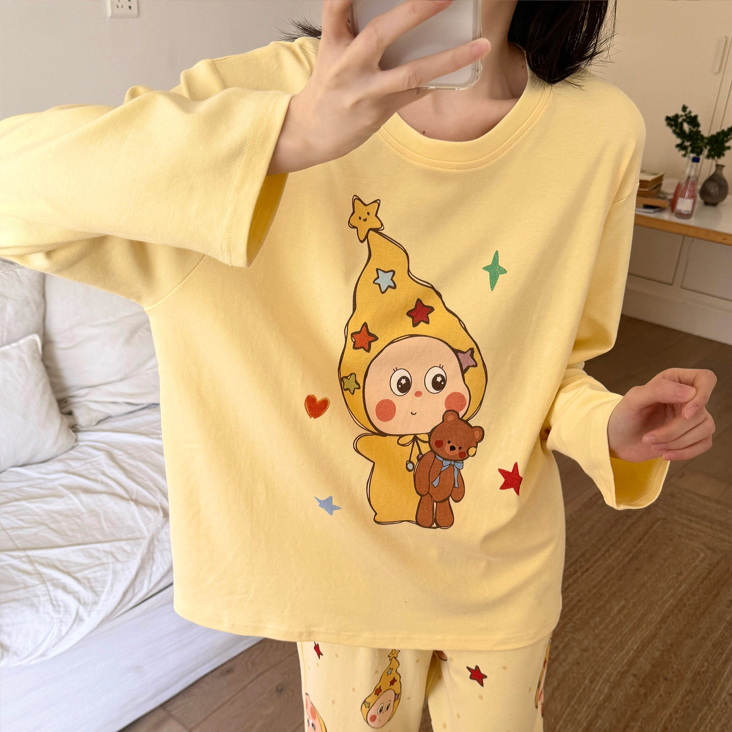 星星人睡衣女可外穿春高级感衣服可爱甜妹套装2026纯棉家居服女款