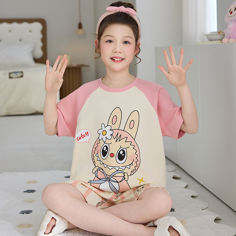 夏季儿童睡衣短袖拉布布衣服中大童2026新款纯棉家居服女童夏套装