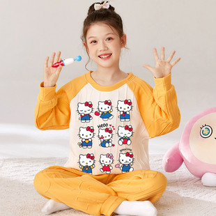 HelloKitty儿童睡衣女孩空气棉2025新款凯蒂猫秋冬家居服女童套装