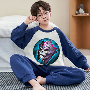 搞怪睡衣男童套装2025新款搞笑痛苦面具儿童家居服小男孩抽象衣服