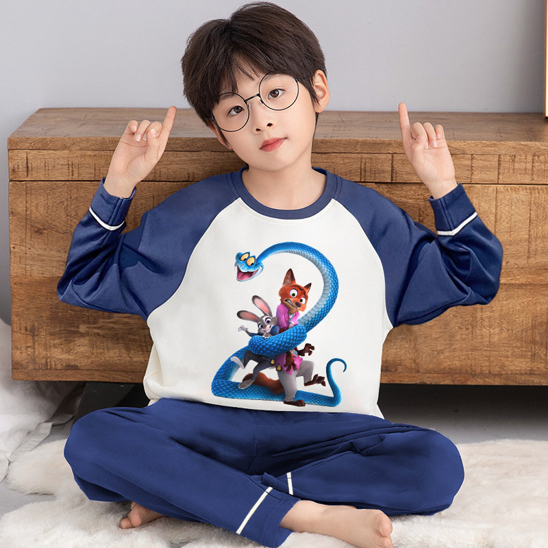 疯狂动物城童装男童2025新款儿童睡衣男孩春秋长袖盖瑞蛇尼克朱迪