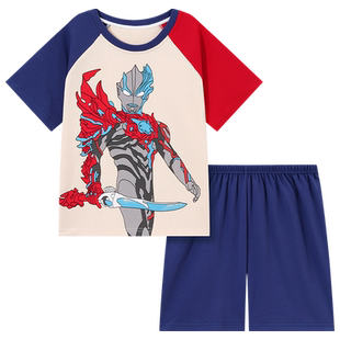男童睡衣儿童纯棉夏季薄款短袖套装男孩男宝宝家居服2025新款夏装