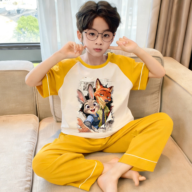 儿童睡衣尼克朱迪衣服男孩2026新款衣服青少年纯棉家居服男童套装