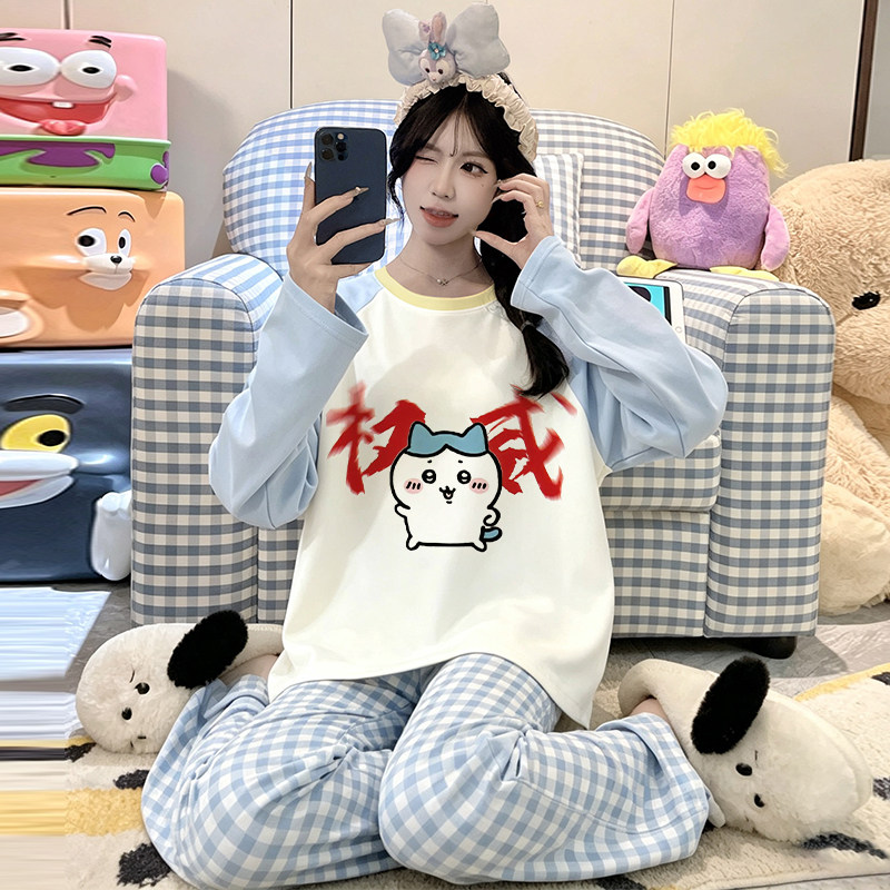 纯棉睡衣初中生女孩秋季套装2026