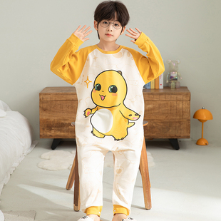 儿童睡衣奶龙纯棉连体衣男童长袖春秋儿童家居服宝宝睡袋2025新款