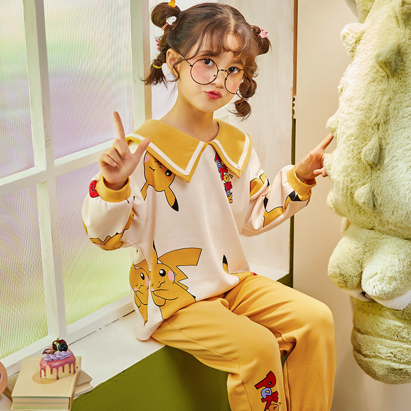 少女睡衣12纯棉14长袖可爱15岁两件套女孩18春秋季家居服初中学生