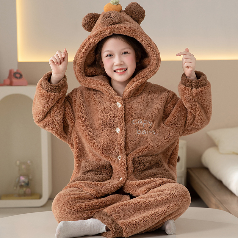 冬季儿童睡衣冬加厚卡皮巴拉大童