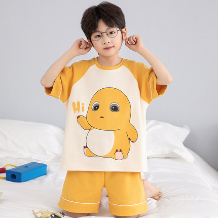 儿童睡衣男孩纯棉短袖短裤夏季男童2025超火两件套夏装新款家居服