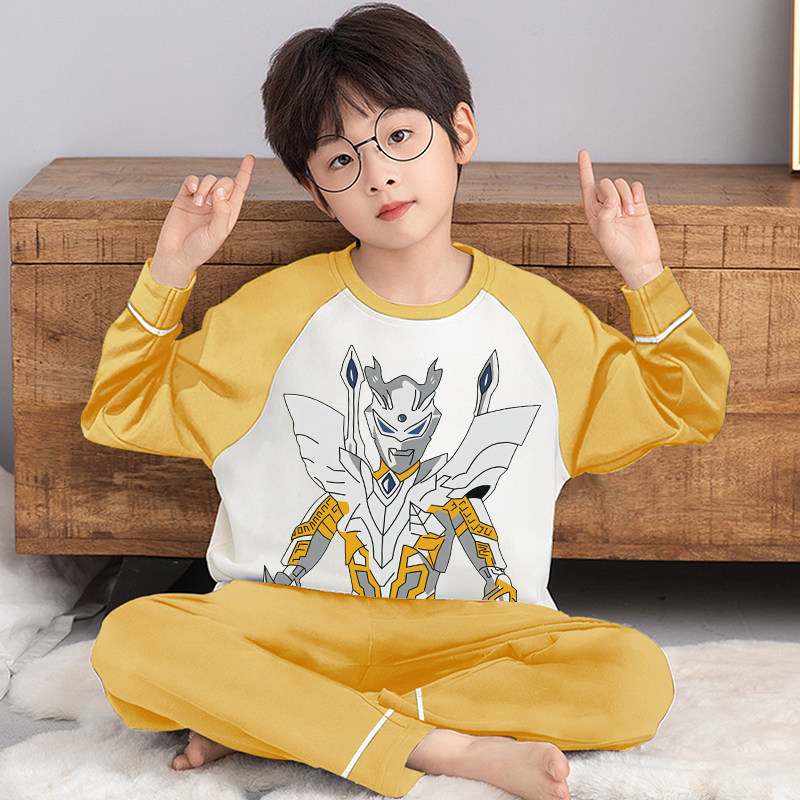 儿童睡衣男孩2026新款宝宝春秋款纯棉家居服小孩长袖男童套装赛罗
