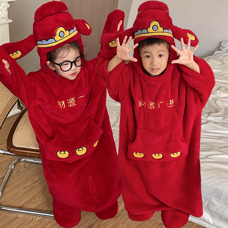 红色睡衣女童2026马年本命年衣服