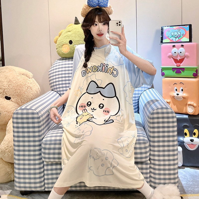 莫代尔睡裙女款吉伊卡哇小八连衣裙2026新款乌萨奇家居服夏季睡衣