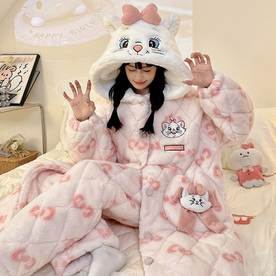 珊瑚绒睡衣女2025超火冬装一整套